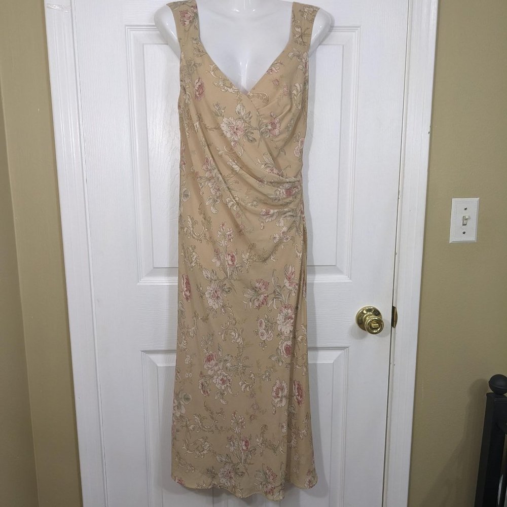 The Limited Silk Faux Wrap Ruched Side Sleeveless Midi Dress - size 10